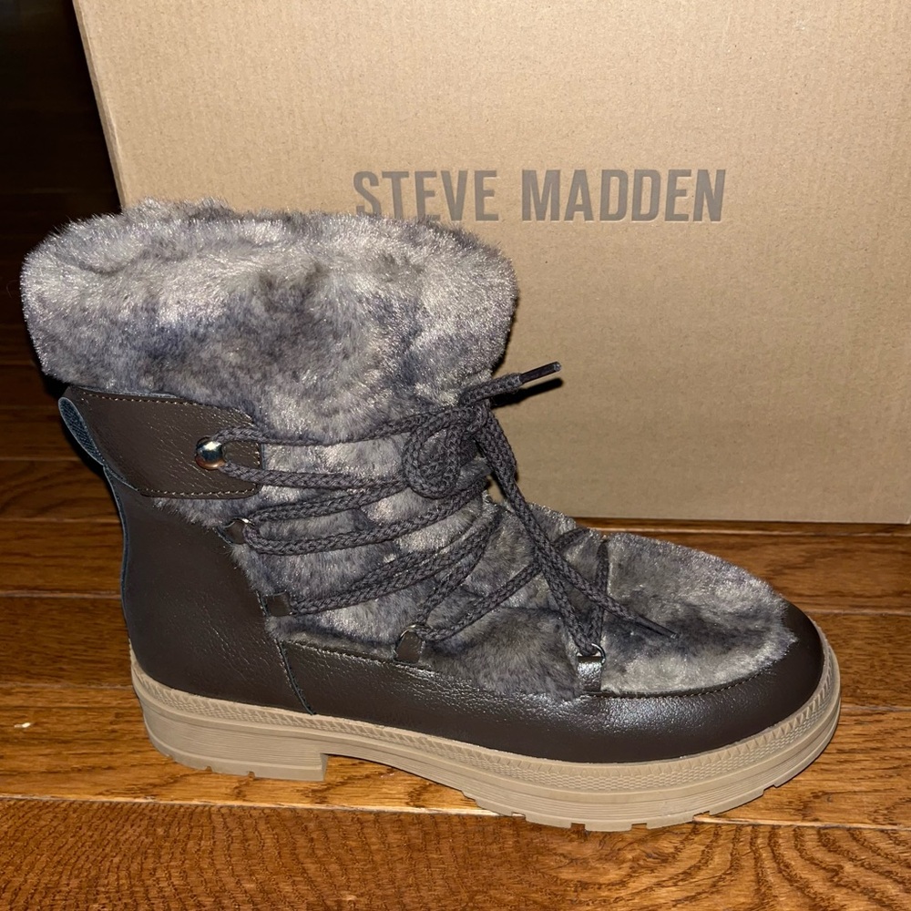 Steve Madden Dione Faux Fur Lined Winter Boot Tan & Brown Women’s Size 8 NEW